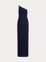 Lauren Ralph Lauren Navy Belina One-Shoulder Jersey Evening Gown Dress - Image 5 of 5