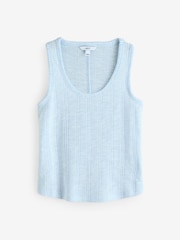 Blau Weiss Gestreift - Ärmelloses, gestreiftes, weiches Top mit Rundhalsausschnitt - Bild 4 von 6
