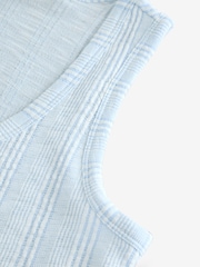 Blau Weiss Gestreift - Ärmelloses, gestreiftes, weiches Top mit Rundhalsausschnitt - Bild 6 von 6