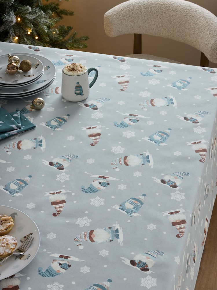 Blue Christmas Gonk Wipe Clean Table Cloth - Image 1 of 3
