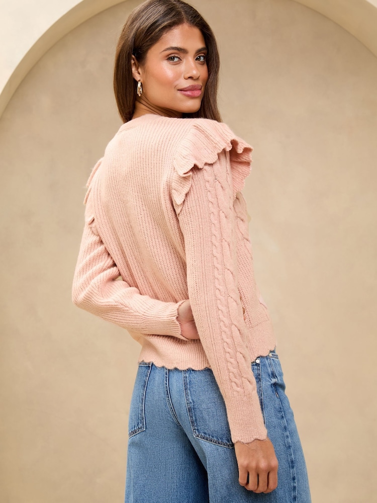 Rosa - Lipsy V-Neck Scalloped Edge Tie Front Knitted Cardigan - Imagen 4 de 4