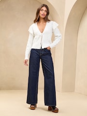 Marfil - Lipsy V-Neck Scalloped Edge Tie Front Knitted Cardigan - Imagen 3 de 4