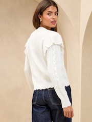 Marfil - Lipsy V-Neck Scalloped Edge Tie Front Knitted Cardigan - Imagen 4 de 4