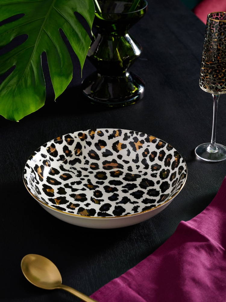 Black Leopard Print Serving Bowl - Image 2 of 4 Black Leopard Print Serving Bowl - Image 2 of 4