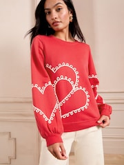 Red Heart Cornelli - سويت شيرت جيرسيه من Love & Roses - صورة 3 من 4