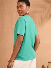 Love & Roses Aqua Embellished Palm Crew Neck T-Shirt - Image 2 of 4