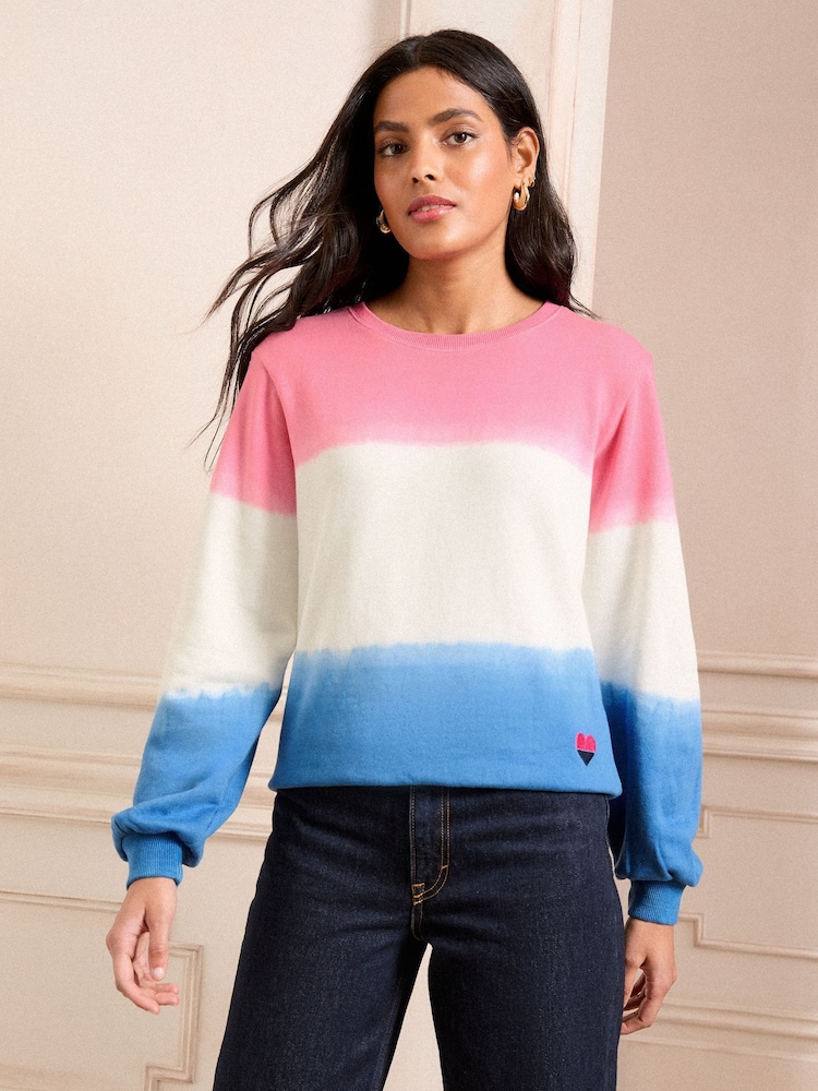Blau und Pink Ombre - Love & Roses Sweatshirt aus Jersey - Bild 1 von 4 Blau und Pink Ombre - Love & Roses Sweatshirt aus Jersey - Bild 1 von 4
