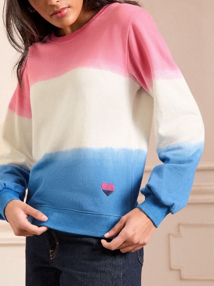 Blau und Pink Ombre - Love & Roses Sweatshirt aus Jersey - Bild 2 von 4 Blau und Pink Ombre - Love & Roses Sweatshirt aus Jersey - Bild 2 von 4
