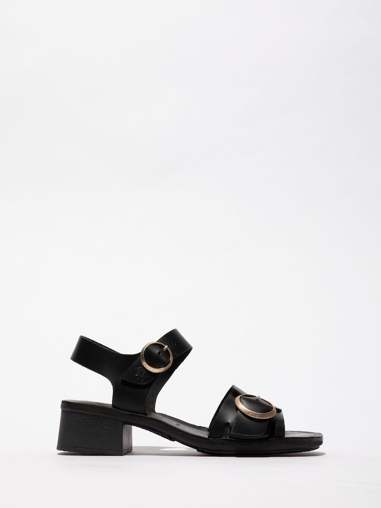 Negru - Sandale Fly London Ebli cu toc pătrat - Imaginea 1 din 4