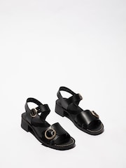 Negru - Sandale Fly London Ebli cu toc pătrat - Imaginea 3 din 4