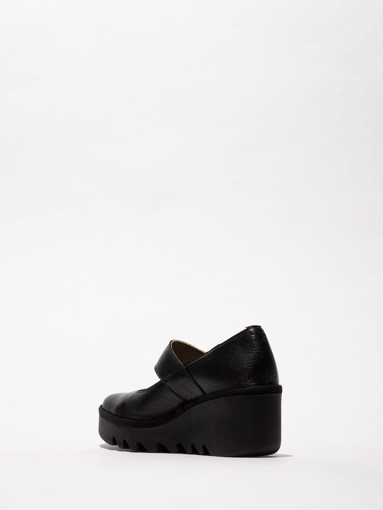 Fly London Bory Mary Jane Wedge Black Shoes - Image 2 of 4