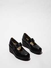 Fly London Bory Mary Jane Wedge Black Shoes - Image 3 of 4