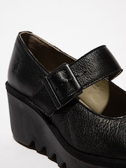 Fly London Bory Mary Jane Wedge Black Shoes - Image 4 of 4