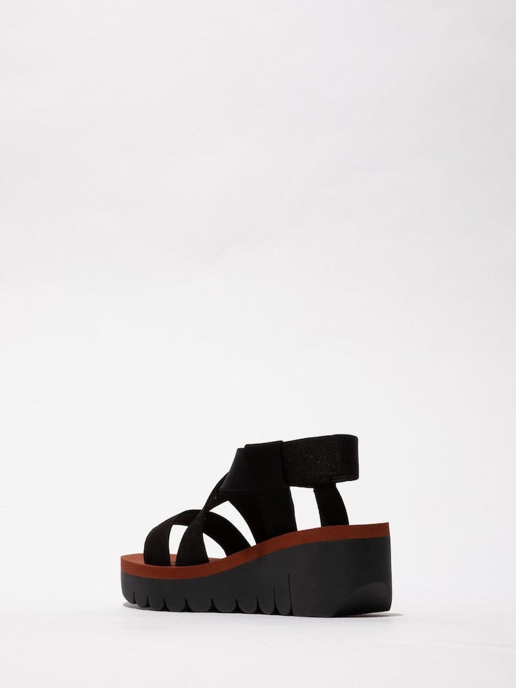 Fly London Yabi Elastic Stretch Black Sandals - Image 2 of 4