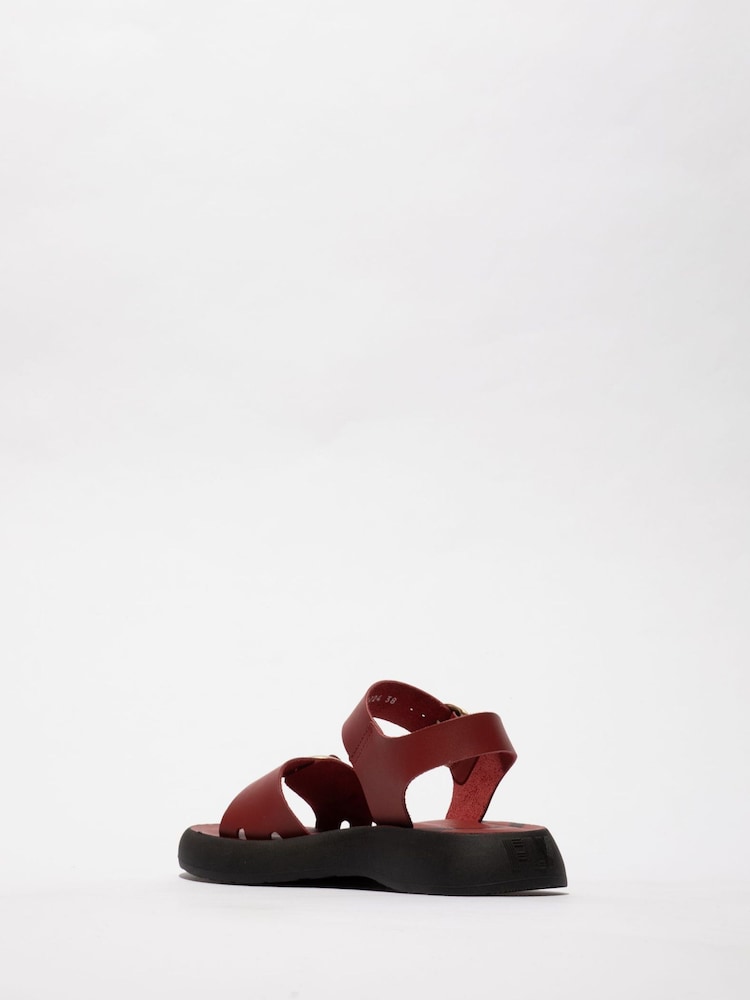 Fly London Red Bunk Two Strap Buckle Sandals - Image 2 of 4