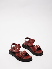 Fly London Red Bunk Two Strap Buckle Sandals - Image 3 of 4