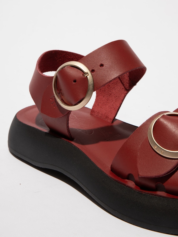 Fly London Red Bunk Two Strap Buckle Sandals - Image 4 of 4