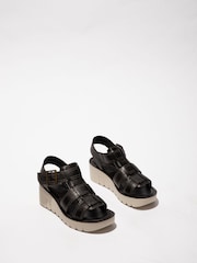 Fly London Yudd Wedge Black Sandals - Image 3 of 4