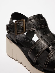 Fly London Yudd Wedge Black Sandals - Image 4 of 4