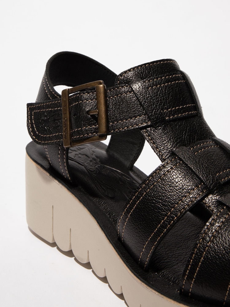 Fly London Yudd Wedge Black Sandals - Image 4 of 4