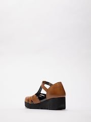 Fly London Velt Wedge T-Bar Brown Shoes - Image 2 of 4
