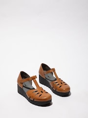 Fly London Velt Wedge T-Bar Brown Shoes - Image 3 of 4