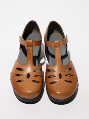 Fly London Velt Wedge T-Bar Brown Shoes - Image 4 of 4