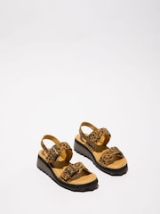 Fly London Heif Leopard Print Strap Brown Sandals - Image 3 of 4