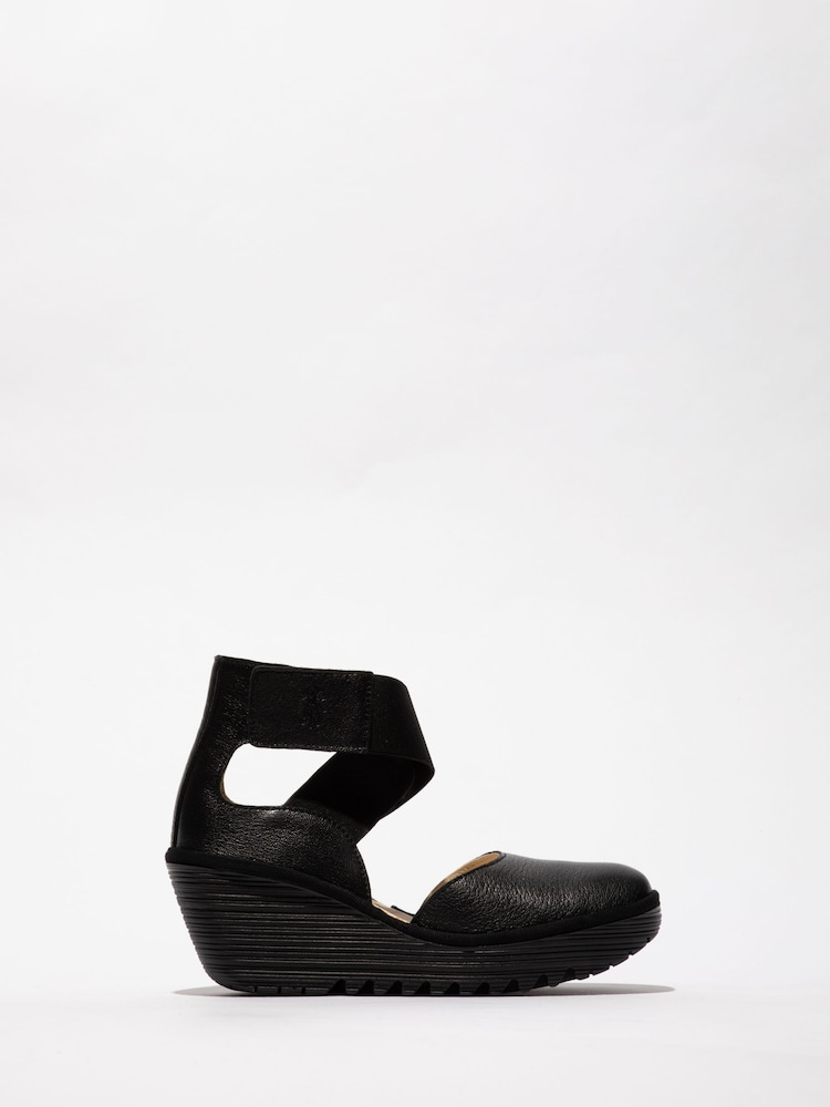 Fly London Yolg Touch and Close fastening Ankle Strap Wedge Shoes - Image 1 of 4