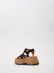 Fly London Coil Cork Platform Black Sandals - Image 2 of 4