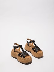 Fly London Coil Cork Platform Black Sandals - Image 3 of 4
