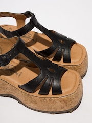 Fly London Coil Cork Platform Black Sandals - Image 4 of 4