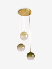 MADE.COM Brass/Green Ombre Globe 3 Light Ceiling - Image 1 of 2