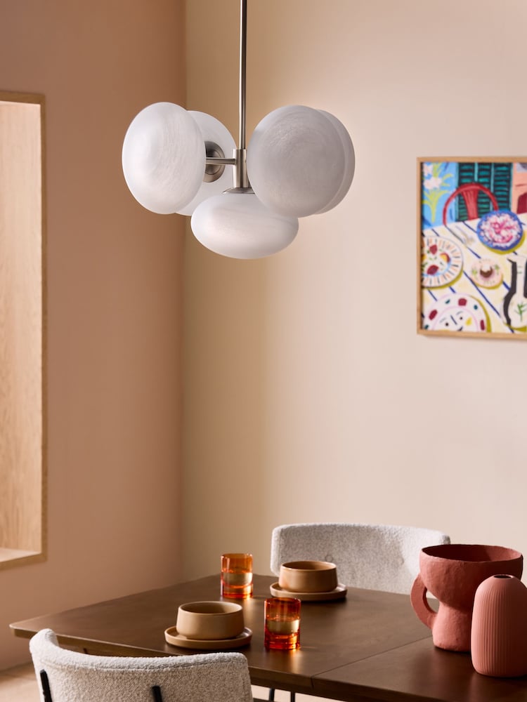 MADE.COM Silver/Frosted Caleb Pendant Light - Image 1 of 6
