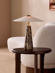 MADE.COM Black/Brown Heath Marble Table Lamp - Image 1 of 5