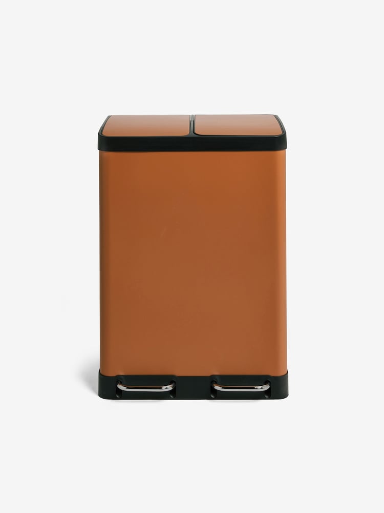 MADE.COM Terracotta 2 Section 60 Litre Recycling and Waste Colter Bin - Image 1 of 1