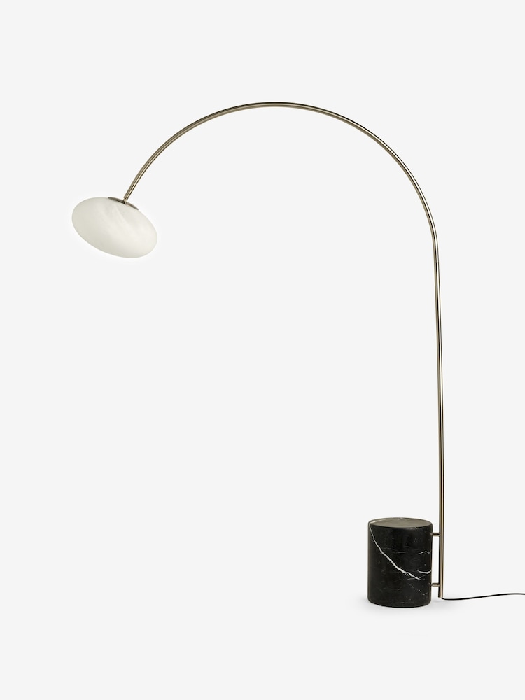 MADE.COM Silver/Frosted Caleb Marble Floor Lamp - Image 1 of 2