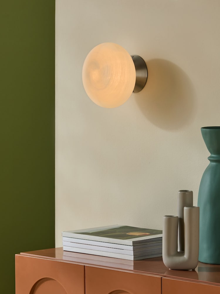 MADE.COM Silver/Frosted Caleb Wall Light - Image 1 of 5 MADE.COM Silver/Frosted Caleb Wall Light - Image 1 of 5