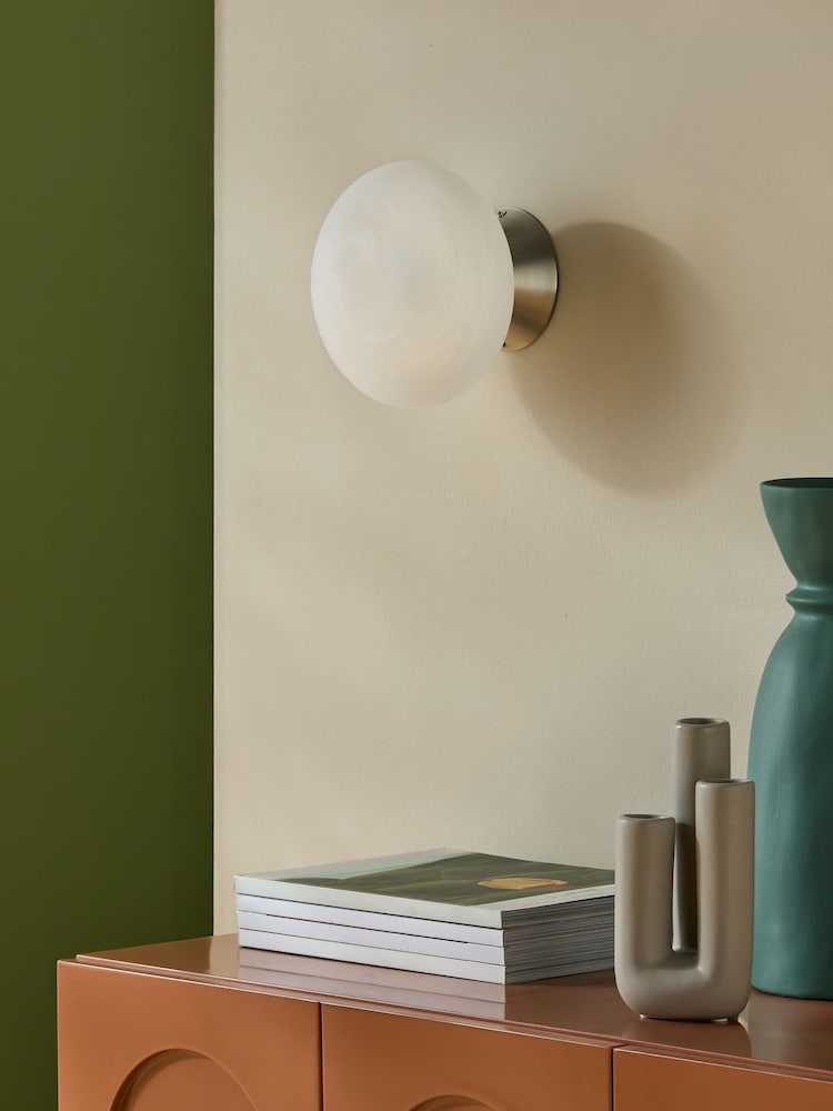 MADE.COM Silver/Frosted Caleb Wall Light - Image 2 of 5 MADE.COM Silver/Frosted Caleb Wall Light - Image 2 of 5