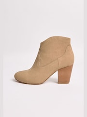 Friends Like These Brown Wide Fit Mid Block Heel Western Faux Suede Cowboy Boots - Image 5 of 5