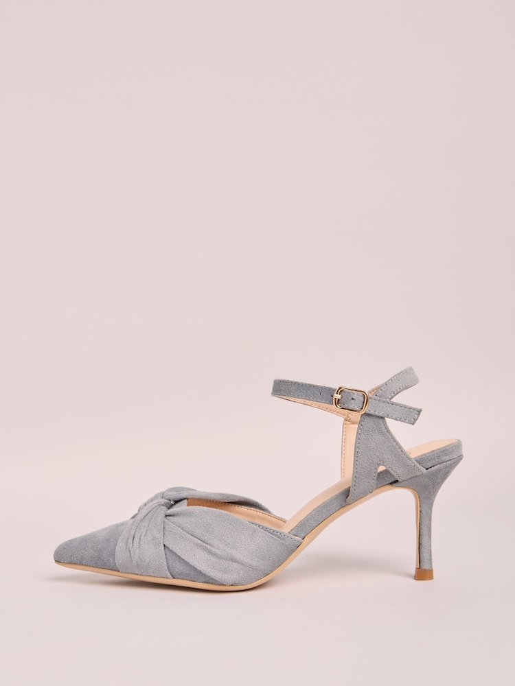 Friends Like These Blue Standard Fit Knot Pointed Toe Stiletto Heels Court Shoes - Image 5 of 5