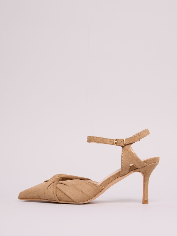 Friends Like These Neutral Wide Fit Knot Pointed Toe Stiletto Heels Court Shoes - Image 5 of 5