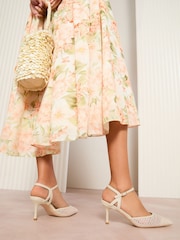 Friends Like These Cream Standard Fit Knot Pointed Toe Stiletto Heels Court Shoes - Image 4 of 5