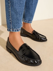 Friends Like These Flat Ruched Comfort Slip On Patent Faux Leather Penny Loafers - Slika 1 iz 4