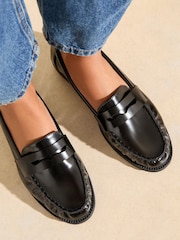 Friends Like These Flat Ruched Comfort Slip On Patent Faux Leather Penny Loafers - Slika 2 iz 4