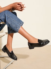 Friends Like These Flat Ruched Comfort Slip On Patent Faux Leather Penny Loafers - Slika 3 iz 4