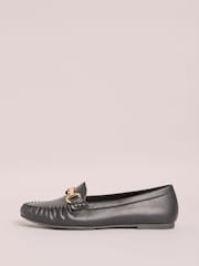 Friends Like These Black Snaffle Comfort Flat Faux Leather Moccasin Boat Shoes Loafer - Image 5 of 5