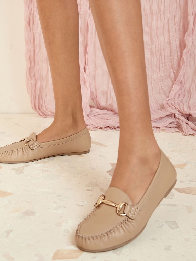 Friends Like These Neutral Snaffle Comfort Flat Faux Leather Moccasin Boat Shoes Loafer - Image 1 of 5