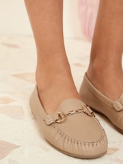 Friends Like These Neutral Snaffle Comfort Flat Faux Leather Moccasin Boat Shoes Loafer - Image 2 of 5