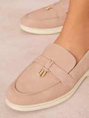Friends Like These Nude Flat Comfort Faux Suede Loafers - Image 2 of 5